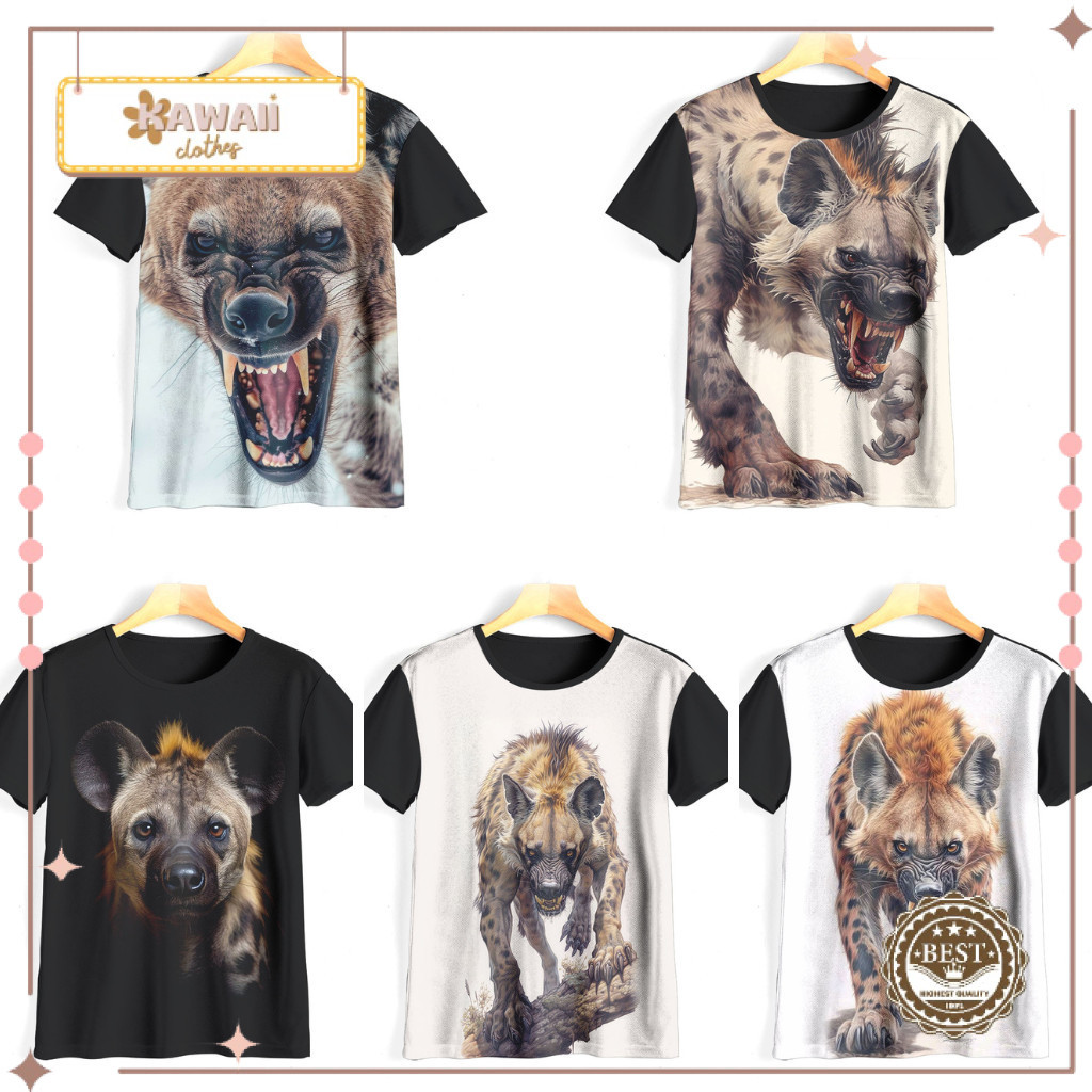 Kaos Hyena 3D Keren Baju Tema Hewan Untuk Dewasa Dan Anak - Kawaii.Clothes