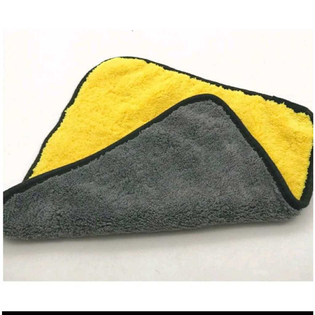 NH (12PCS/1LUSIN) Kain Lap Microfiber Mobil 2 Sisi Kuning Hitam 25x25 30x30 30x40 cm
