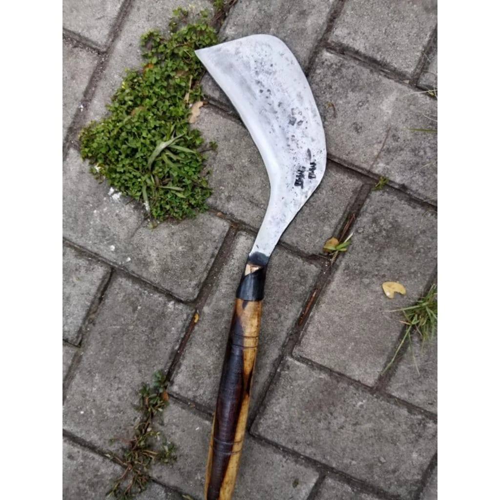 Parang Congkrang Sawah Tradisional Baja Asli - Sabit Pembersih Rumput & Ranting Multifungsi