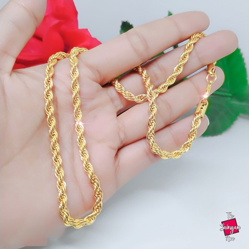 Kalung Perhisan Wanita Motif Tambang Lapis Emas