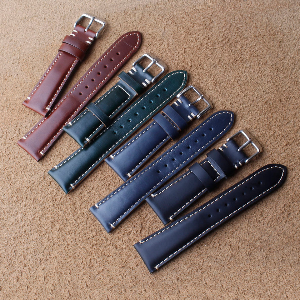 High Quality Watch straps Vintage Dark Brown Genuine Leather Wrist Watchband Strap Belt Bracelet For