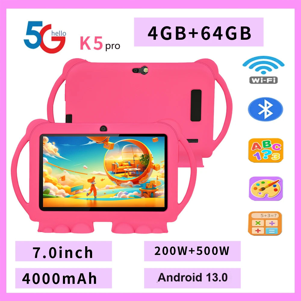 2025 New 5G WIFI 7-in ildren's Tablet 4GB+64GB ROM Drawing and Learning Portable Mini Tablet Quad Co