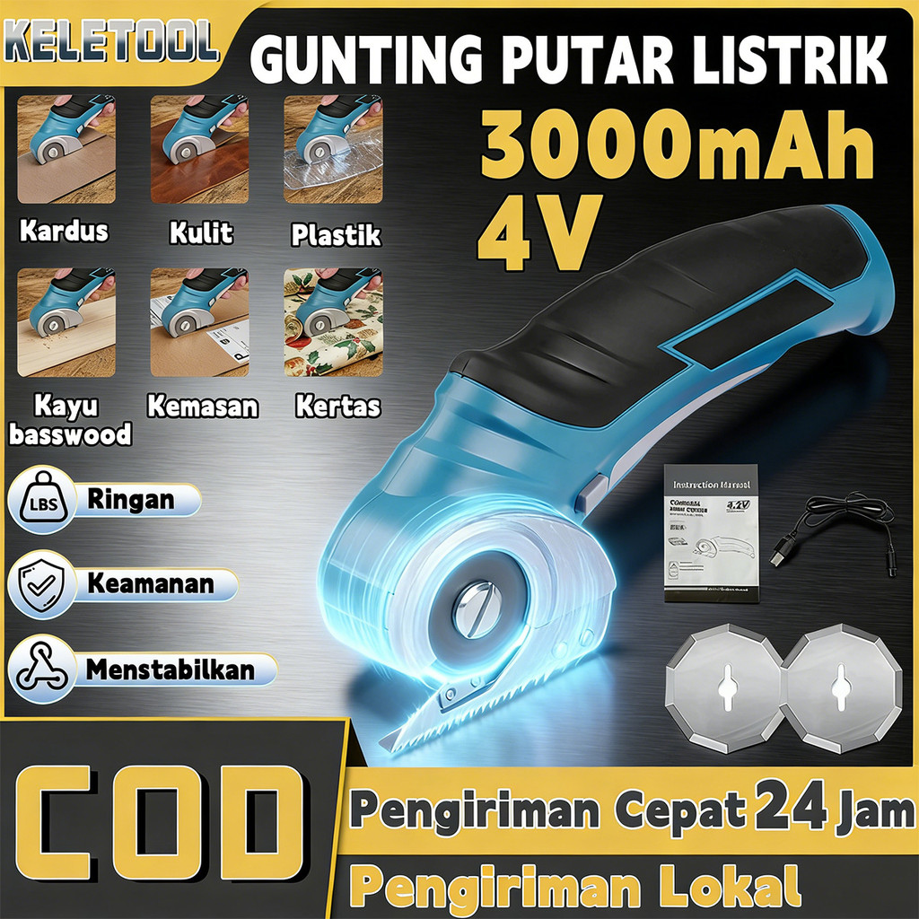 3000MAH ELECTRIC SCISSORS Gunting Kain Listrik Gunting Putar Listrik Portabel Gunting kain elektrik 
