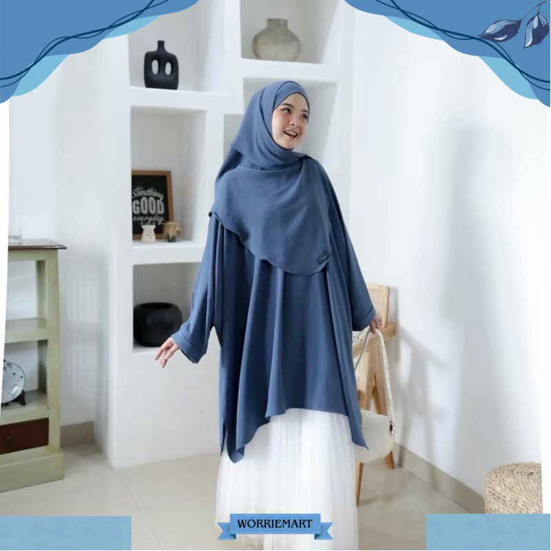 ALEEZA KAFTAN TUNIK | Long tunik wanita bhan crinkle Airplow size L,XL,XXL jumbo bumil busui | kafta