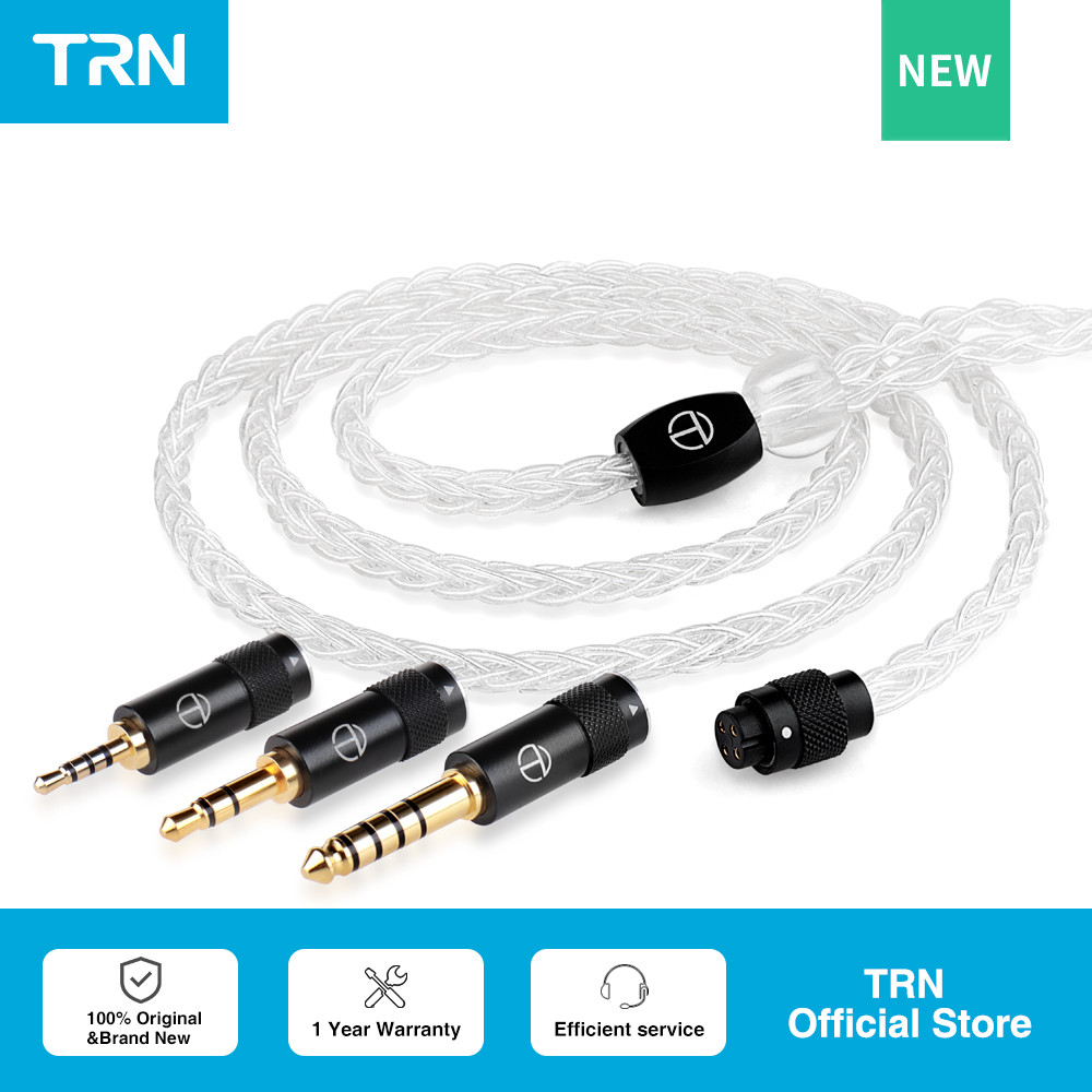 TRN T3 PRO 8 Core Pure Silver Cable 4.4/ 2.5/3.5/Type C MMCX/2PIN Connector Upgraded Wire Earphones 