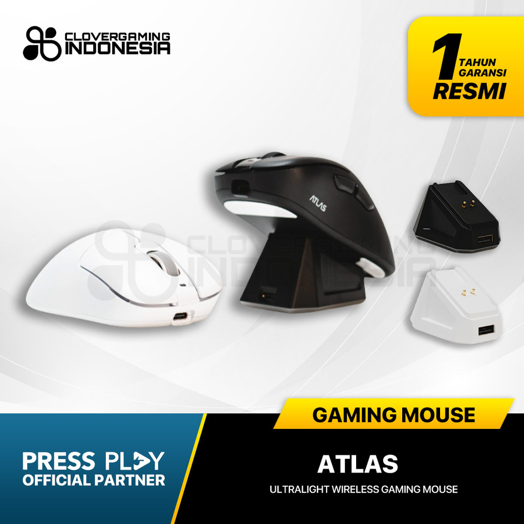 Press Play Atlas Wireless Gaming Mouse Ergonomic Triple Connection 3311 Sensor Ultralight PressPlay