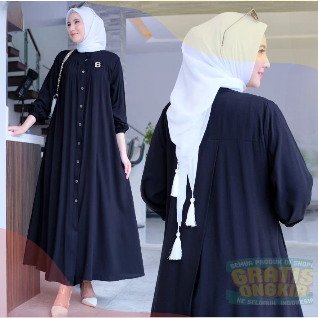 gamis crinkle model baru 2025 GAURI Maxi dress baju gamis terbaru viral kekinian dan fashionablepaka