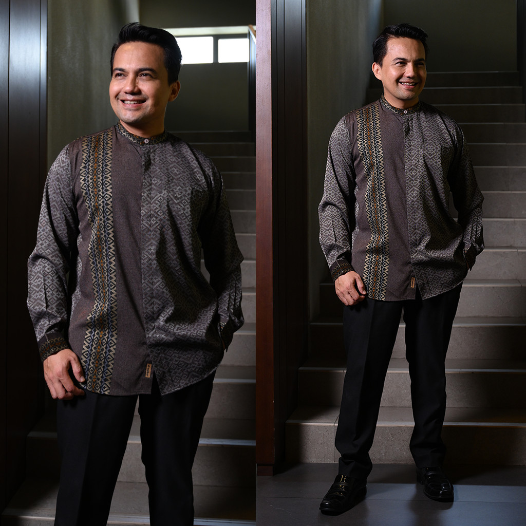 Al Bukhori X Al Zabbar - Kemeja Baju Koko Songket Ariq 14 Premium Pria Dewasa Bordir Lengan Panjang