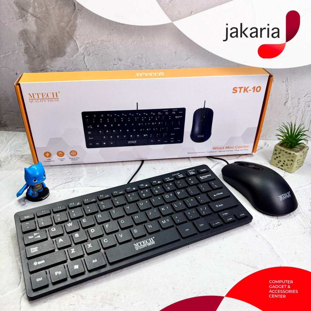 M-TECH Mini Keyboard Mouse Set Combo untuk Laptop Paket Mini Keyboard Mouse Office Laptop PC STK-10