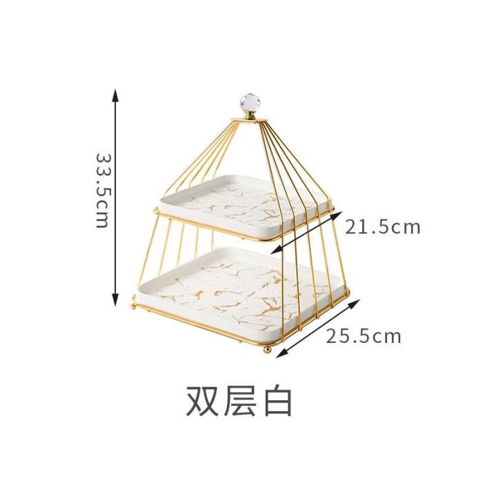 Tier Cake Stand Marble / Tier Cake Susun / Wadah Dessert Tray Layer - 2 Layer