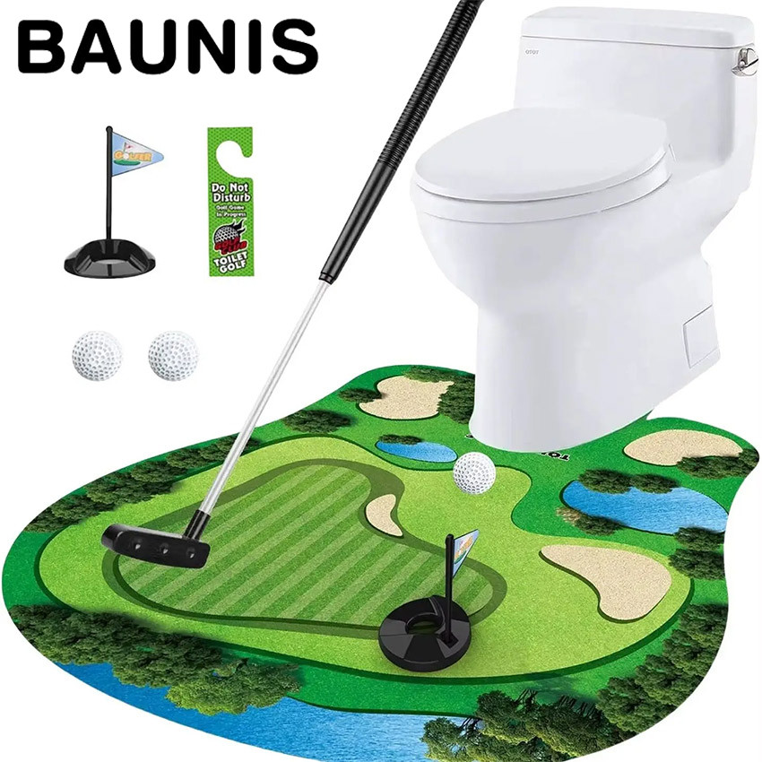 Baunis Mainan Golf Mat Untuk Toilet Closet Duduk Kloset Mini Golf Funny Game Lengkap