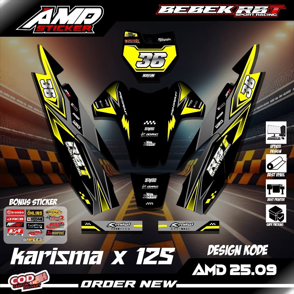 Decal Stiker RBT KARISMAX125 BEBEK MODIF SUPERMOTO YZ CRF KLX RBT