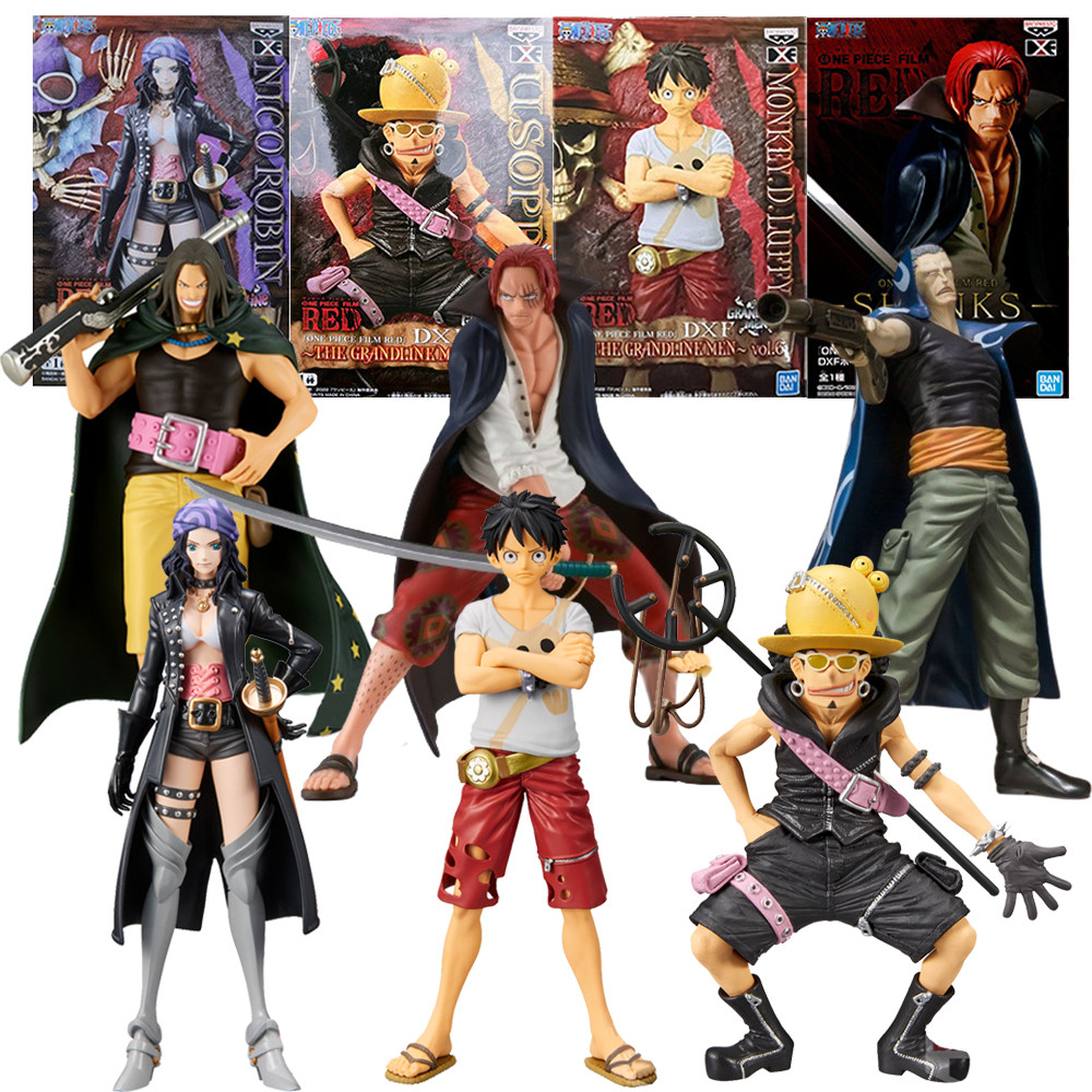 6Pcs Anime One Piece DXF Monkey D Luffy FILM RED Nico Robin Doll Shanks Yasopp Ben Bekkuman Model To
