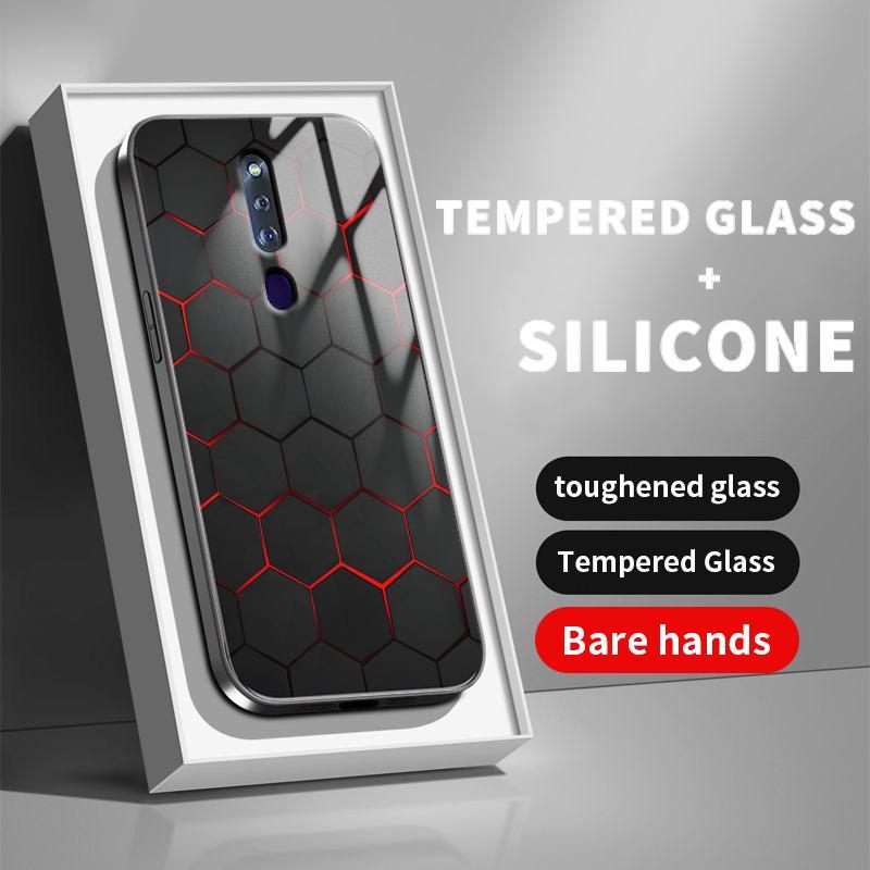 Kaca Glass Case OPPO F11 Pro F9 F5 Youth F27 F7 F15 F17 F19 F19s F1s F21 4G F21s F23 F25 Find X3 Lit
