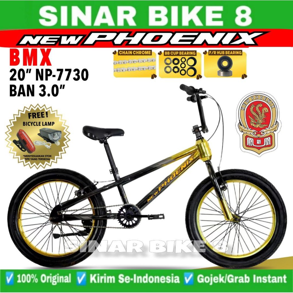 Sepeda Anak Laki Ukuran 20 Inch BMX NEW PHOENIX NP 7730 CHROME Ban Kecil 2.40 dan Ban Jumbo 3.0  Usi