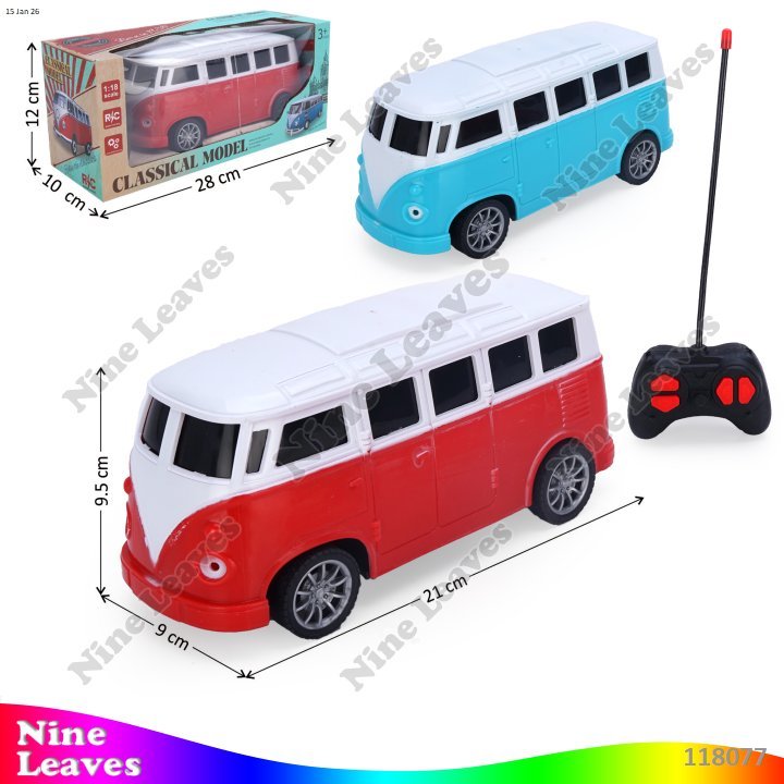 Mainan Anak RC Remote Control Mobil VW Combi 1:18 Classical Model 27 MHz 4 Channel
