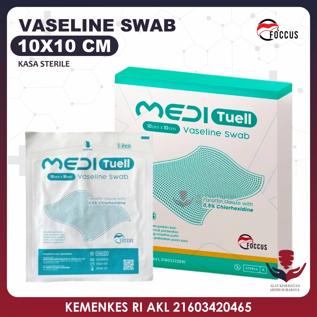 Foccus Medituell Vaseline Swab 10x10 cm isi 10 Kasa Steril Kassa Sterile Antibiotik Penutup Luka Ple