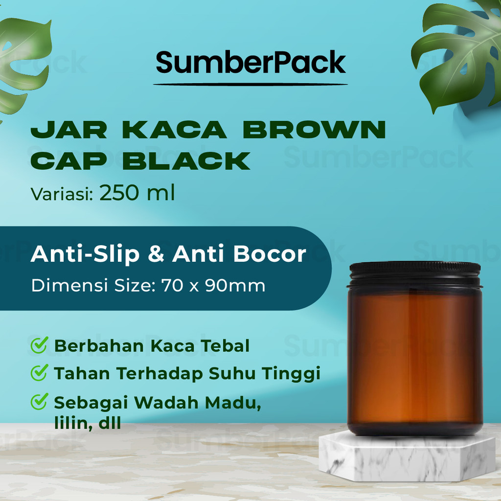 Jar Kaca Amber 50ML 100ML 250ML Bulat Tutup Aluminium Hitam / Toples Kaca / Glass Jar 50ML 100 ML 25