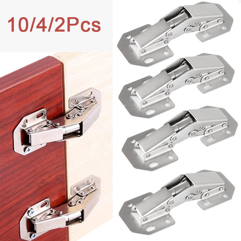 10/4/2PCS Engsel Kabinet 90 Derajat Tanpa Lubang Bor Engsel Penyangga Hidrolik Engsel Lemari Dapur P