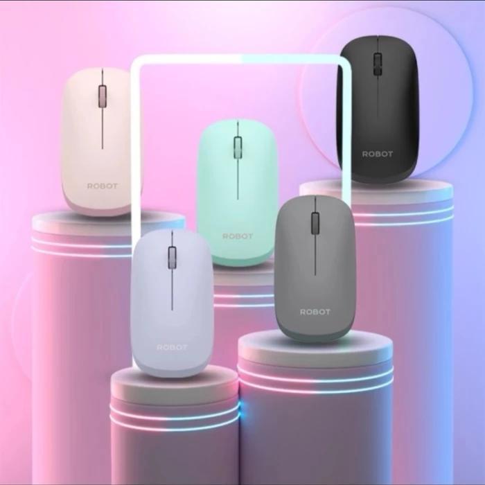 Mouse Wireless Robot M350 Silent Click dengan Receiver USB & Bluetooth - M390 Grey