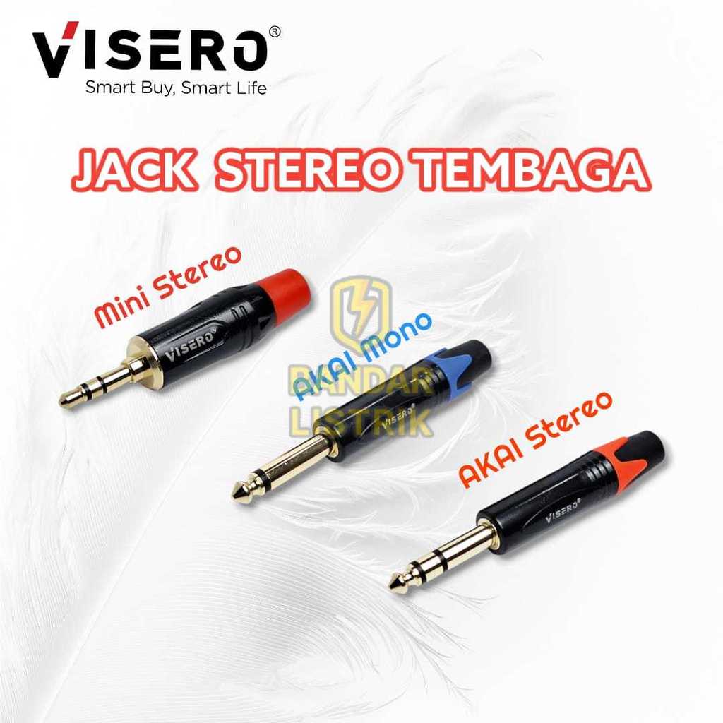 VISERO Jack / Jek Audio Gitar Mic AKAI Mini Mono Stereo Male Tembaga
