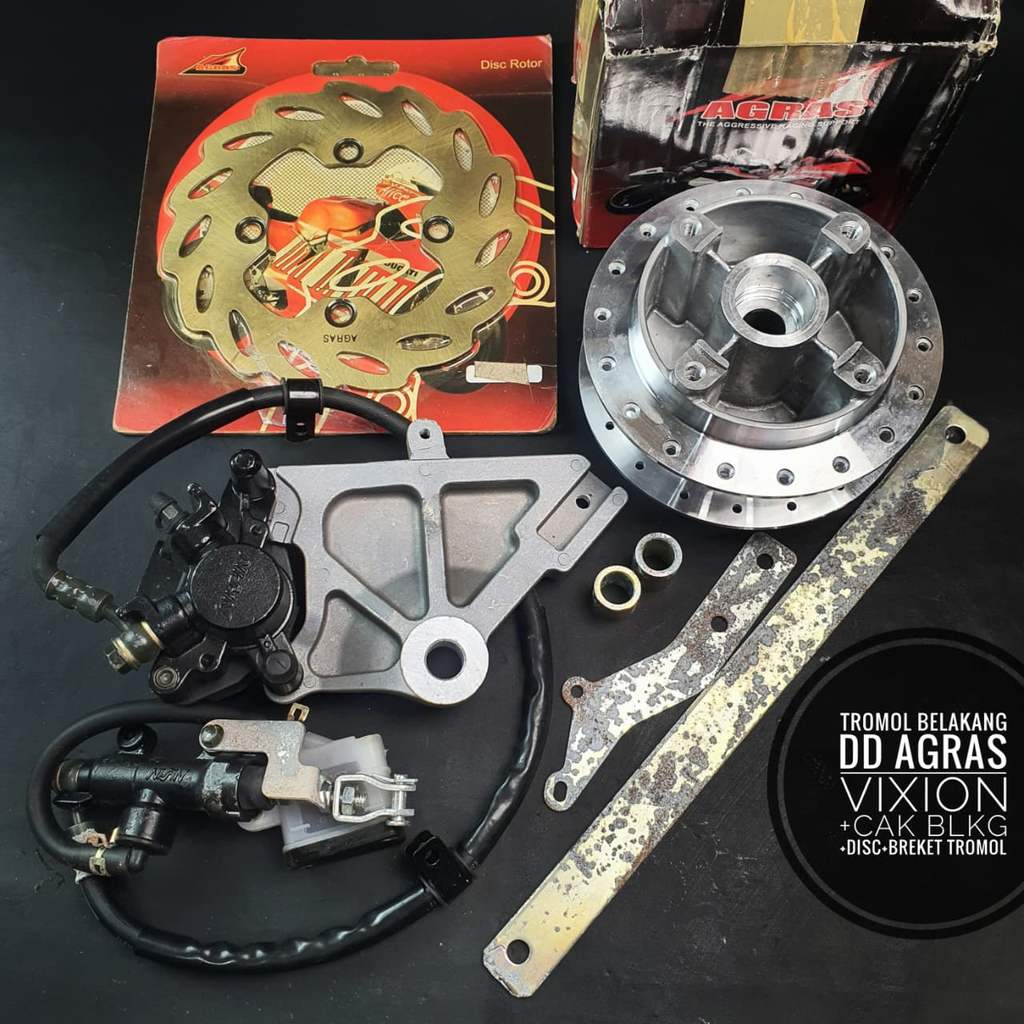 Tromol Belakang Vixion old untuk cakram belakang Double Disc Agras  + cakram belakang + disc+ breket