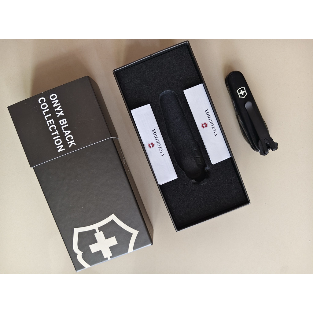 VICTORINOX SPARTAN ONYX BLACK 91MM + CLIP + MINI TOOL BLUE TOOLS PISAU SERBAGUNA (RD)