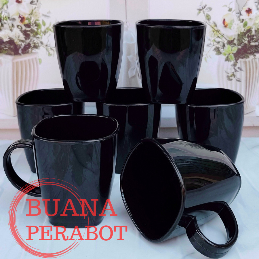 GELAS CANGKIR MELAMIN GAGANG ATAU GELAS KOPI TEH GAGANG ISI 6 PCS