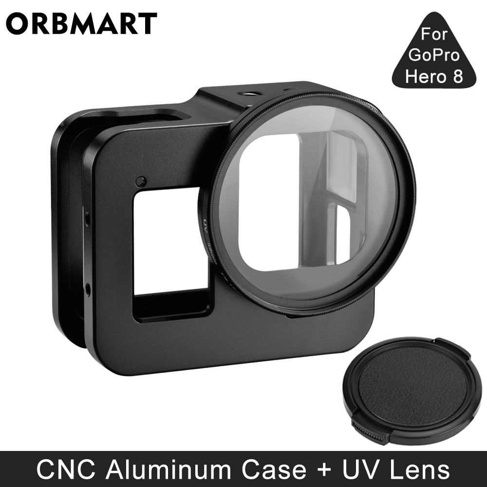 Casing Pelindung dari Aluminium Alloy untuk GoPro Hero 8 Black, Bingkai Logam + Filter Lensa UV untu