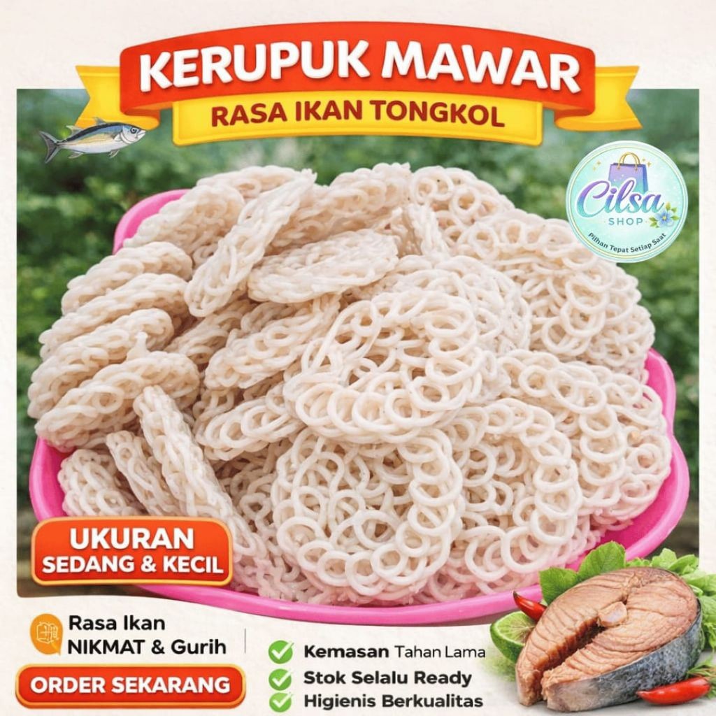 Kerupuk Mawar Mentah Rasa Ikan Tongkol Gurih & Renyah | Kerupuk Seblak | Kerupuk Rafael | Kerupuk Tr
