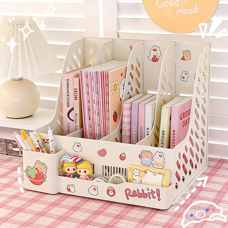 File Organizer Rak/Meja Rack Book File Dengan Tempat Pulpen Box Desktop