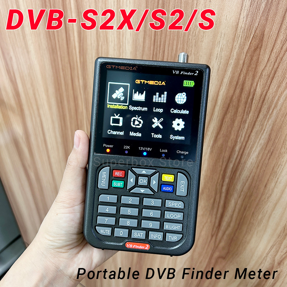 GTMEA V8 Finder 2 Satellite Meter DVB-S/S2/S2X Support H.264 7.4V/4000mAh Li-ion Battery 3.5 In LCD 