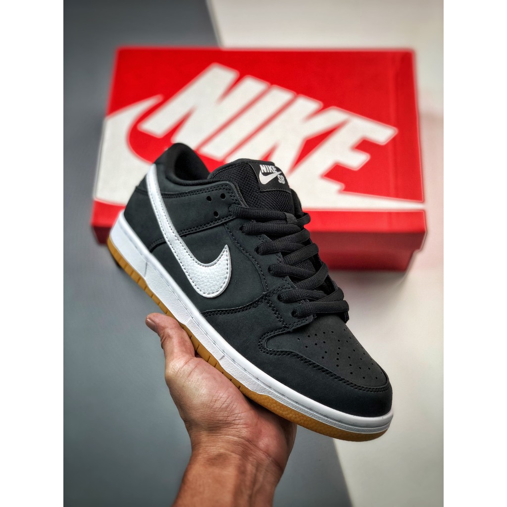 N1K3 SB Dunk Low Pro Black Gum Sepatu kasual nyaman bergaya klasik hitam dan putih