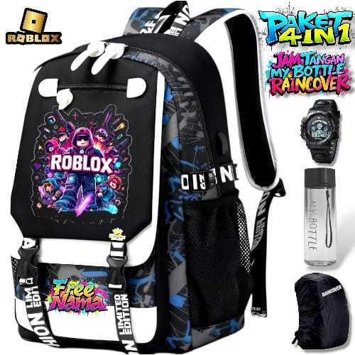 SPS - TAS RANSEL SEKOLAH ANAK LAKI LAKI SD SMP KARAKTER ROBLOX GAMER GRATIS CUSTOM NAMA