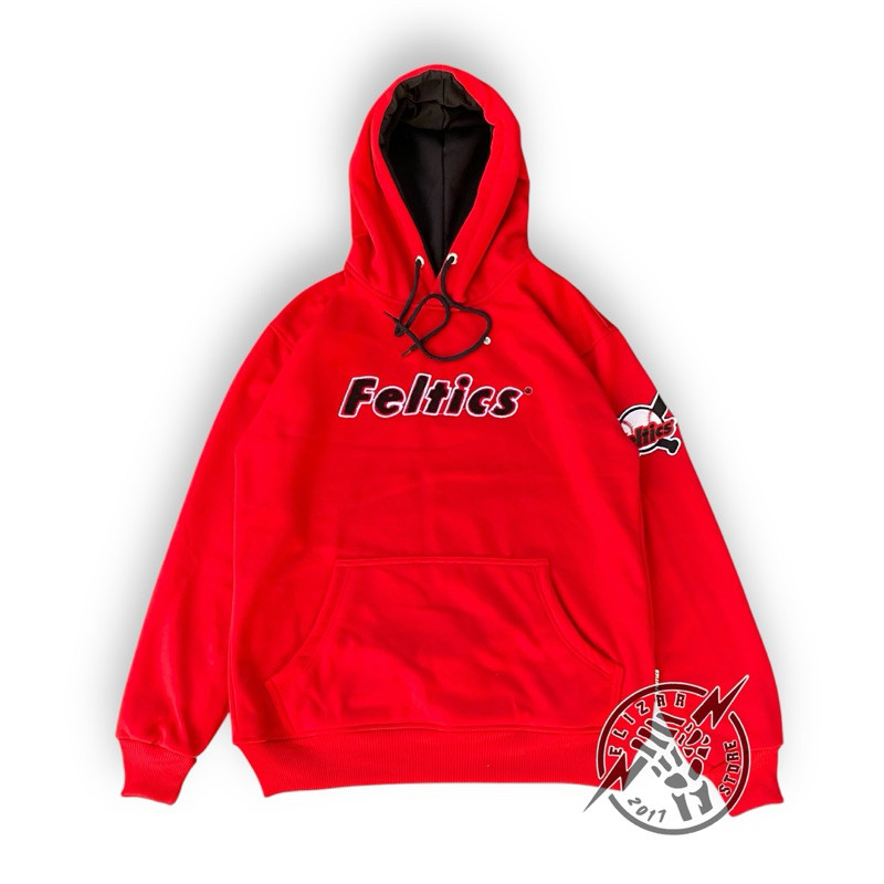 Sweater Hoodie Feltics Bordir Towel Merah Full Tag