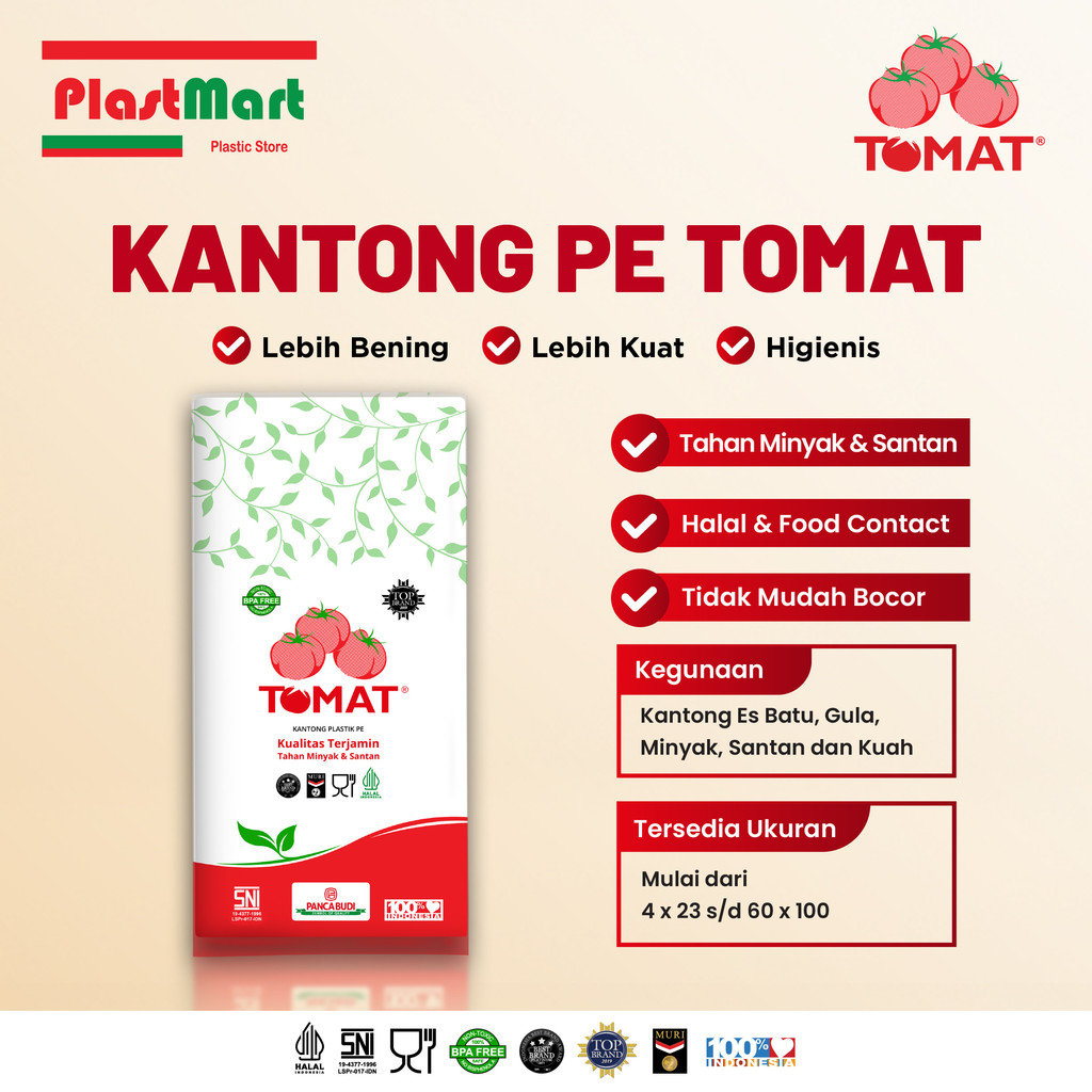 Plastik PE Tomat Ukuran 60 x 100 cm