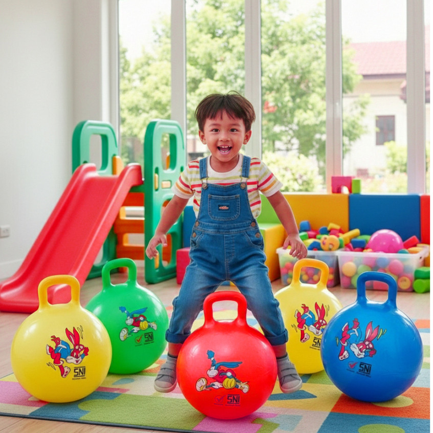 Mainan Anak Bola Karet Jumping Bola Jumbo Berkualitas Tebal ber SNI Diameter 45cm