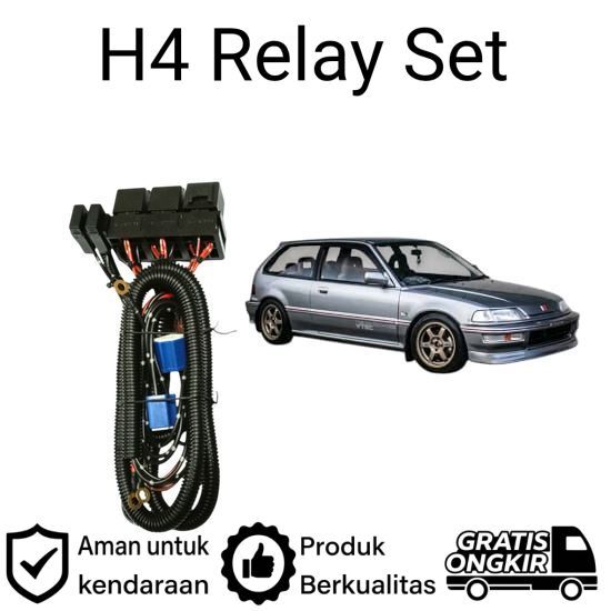 AM Relay Set Lampu Utama LED H4  Mobil Honda Civic Nouva