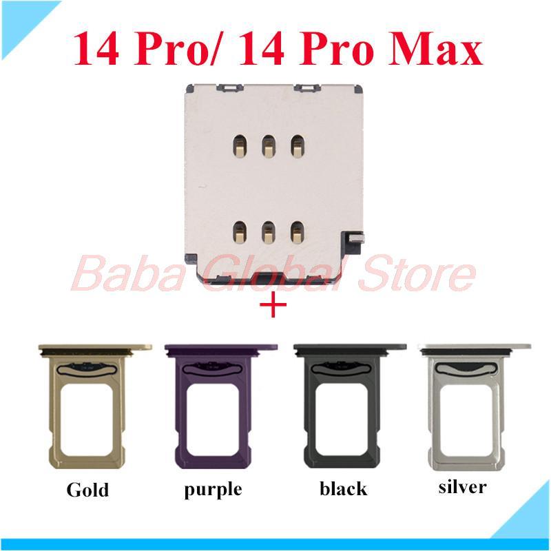 For iPhone 14 Pro Max Dual Sim Card Tray Slot Holder + Sim Card Reader Connector  Flex Cable Replace