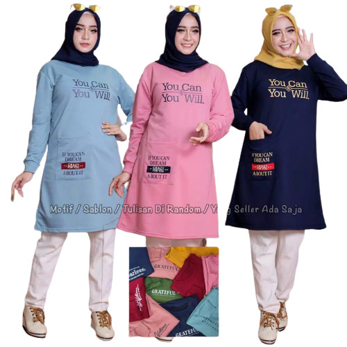 TERMURAH BAJU TUNIK BABY TERRY PREMIUM KUALITAS BAGUS/KAOS PANJANG WANITA/KAOS MUSLIMAH PREMPUAN/TUN
