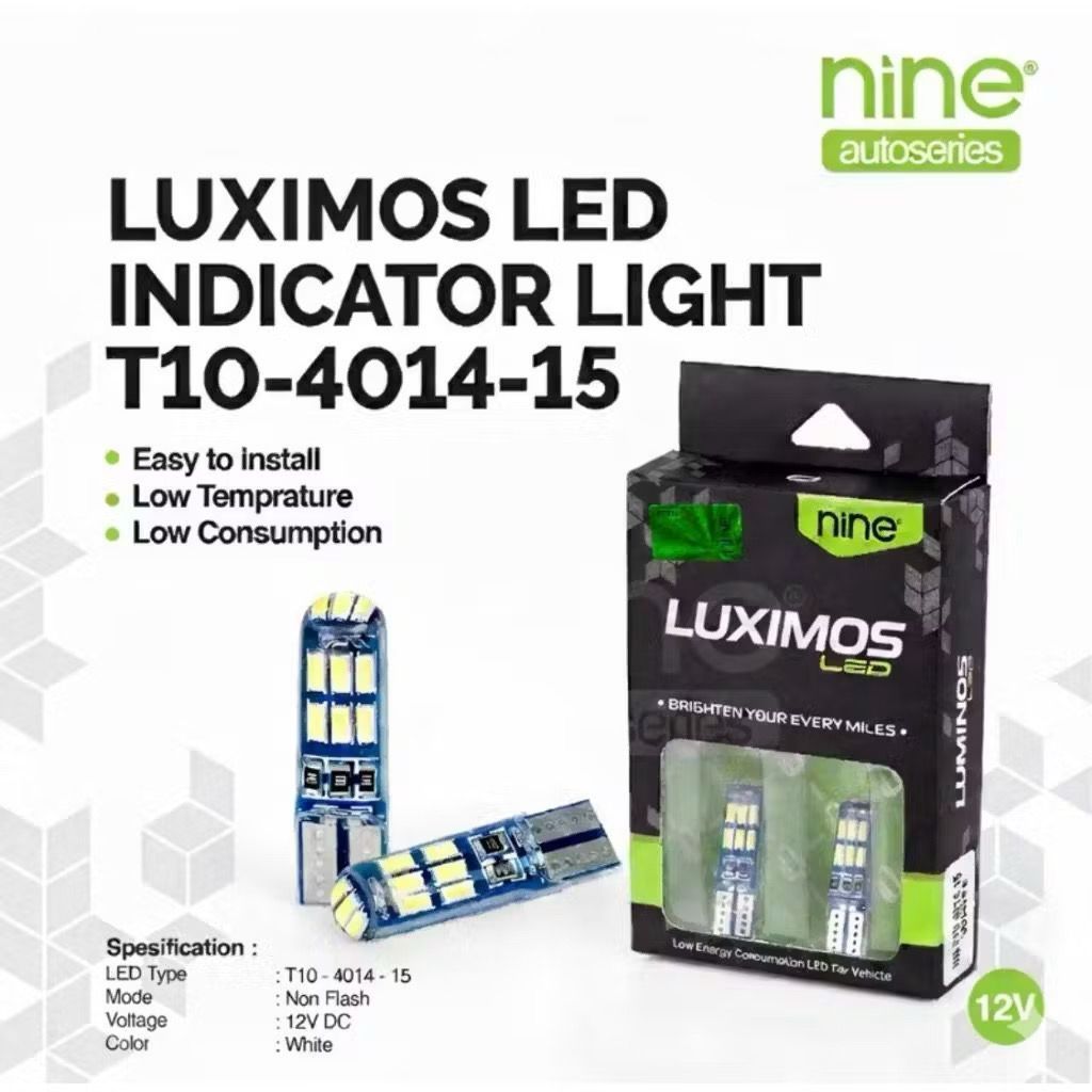 Luminos Lampu Sen Senja Colok T10 Crystal 15 Led Luminos Nine Motor Lampu Mundur Mobil Sepasang