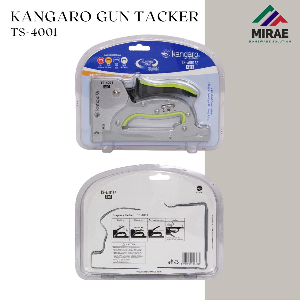 Kangaro Stapler Ts-4001 Ts4001 / Gun Tacker Alat Staples Tembak 4In1 Co
