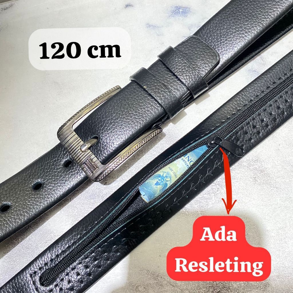 COD Ikat Pinggang /Sabuk Resleting Pria Kulit sintetis import gesper jarum tusuk/sabuk sikep jimat k
