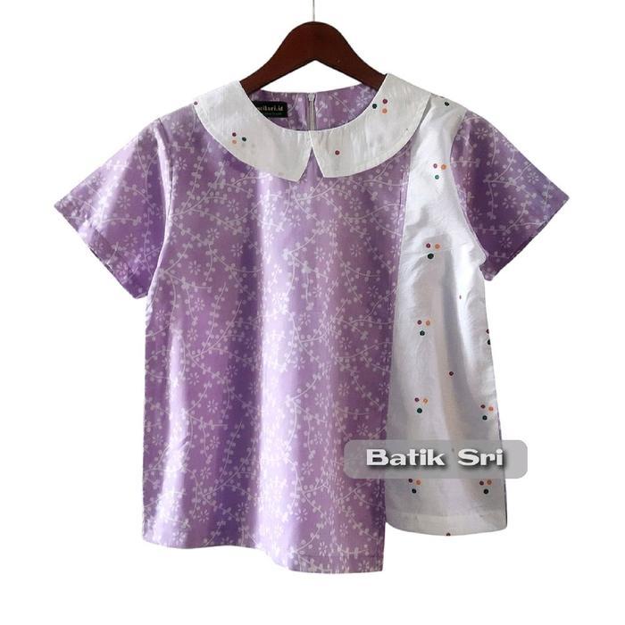 Nagita atasan batik wanita pendek - ungu, S