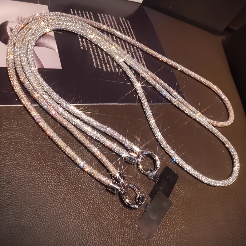 Full amond Mobile Phone Lanyard Fashion Light Luxury Small Perfume Mobile Phone Chain Long Neck Styl