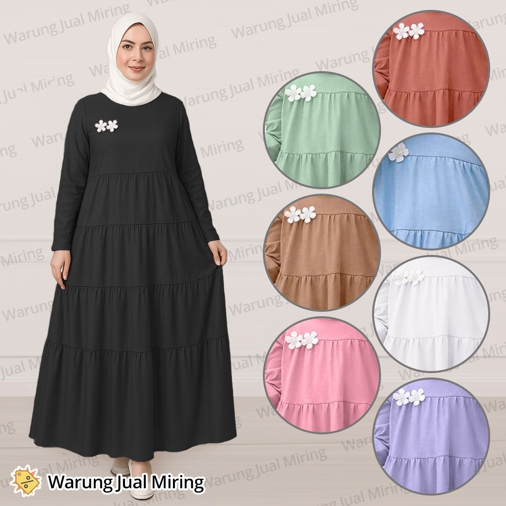 Gamis Susun Dewasa Remaja Tanggung SMP SMA Jumbo L XL Bahan Jersey Model Polos Rempel Lengan Panjang