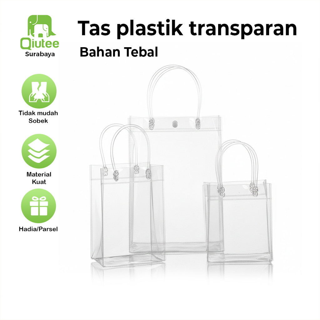 Tas Mika PVC Transparan | Tas Mika Souvenir Ulang Tahun Bening/Tas Belanja/Goodie bag