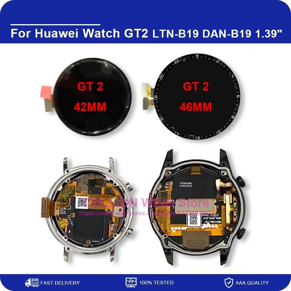 For Huawei Watch GT2 LCD splay GT 2 Touch Screen gitizer Panel LTN-B19 -B19 42MM 46MM For Huawei GT2