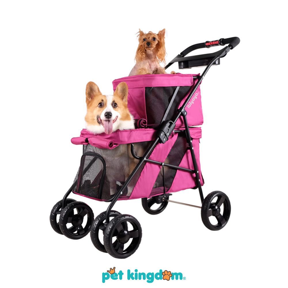 Pet Kingdom Ibiyaya Stroller Hewan 2 Tingkat - Pink Violet Kereta Dorong Kereta Kucing Kereta Anjing