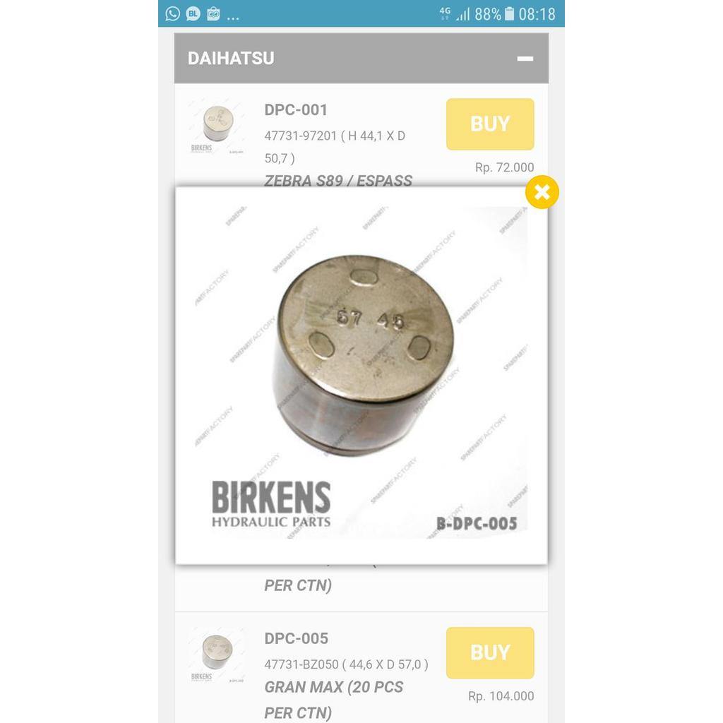 Piston rem kaliper depan cakram HONDA FREED favorit